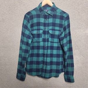 NORTHWEST WOOD Men's Green Plaid Button Up Long Sleeve Shirt M